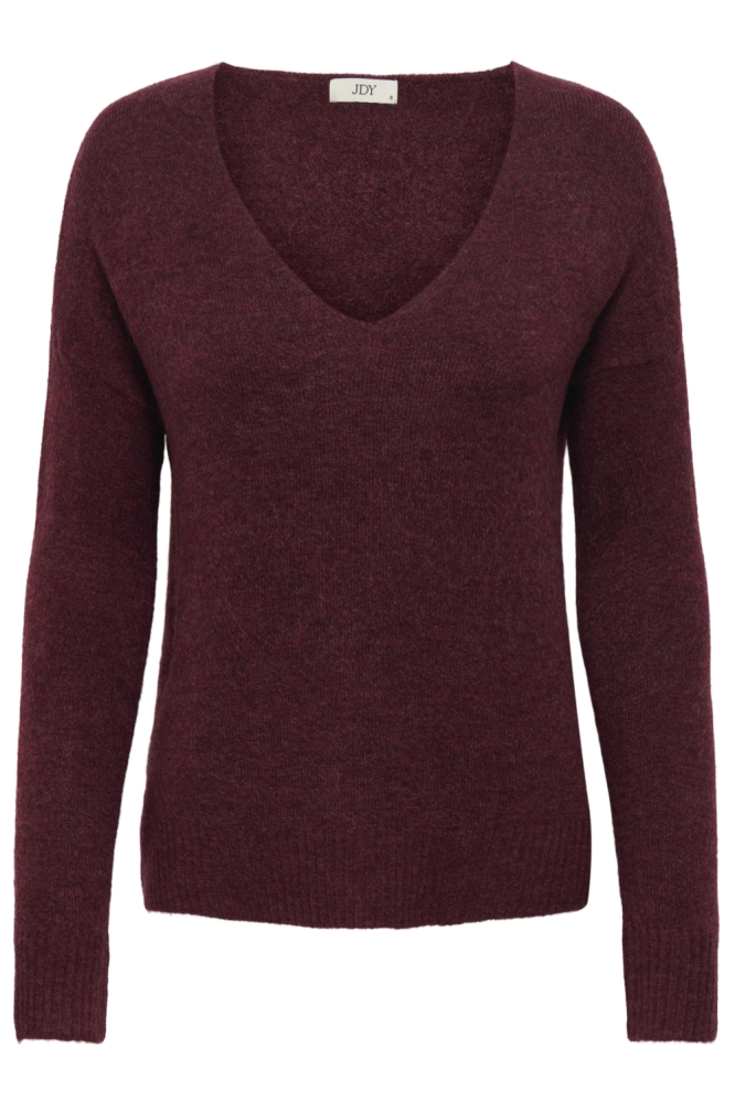 JDYELANORA L/S V-NECK PULLO. KNT NO 15207823 CABERNET/MELANGE